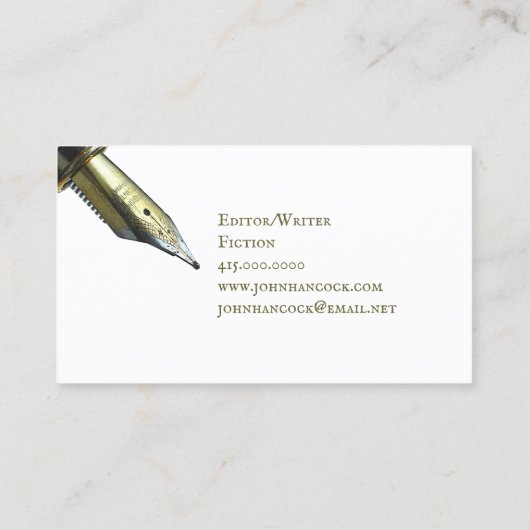 Schrijver Redacteur  Pen Visitekaartje (Achterkant)