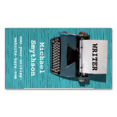 Schrijver Reinzetapparaat schrijfmachine op blauw  Magnetisch Visitekaartje (Voorkant)