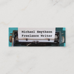 Schrijver Reinzetapparaat schrijfmachine op blauw  Mini Visitekaartje