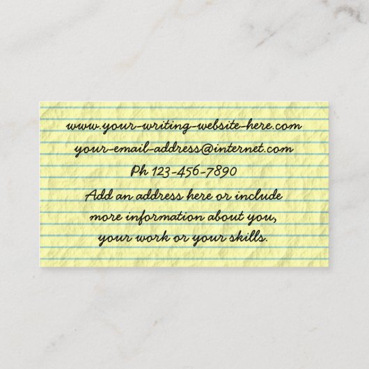 Schrijver Reinzetapparaat schrijfmachine op gelijn Visitekaartje (Achterkant)