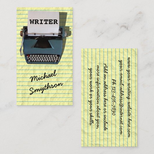 Schrijver Reinzetapparaat schrijfmachine op gelijn Visitekaartje (Voorkant / Achterkant)