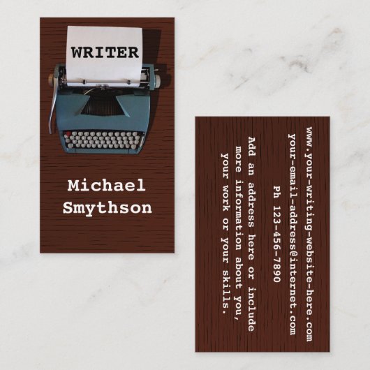 Schrijver Reinzetmachine voor schrijfmachine op ho Visitekaartje (Voorkant / Achterkant)