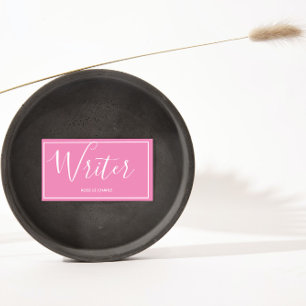 schrijver   roze -  elegant visitekaartje