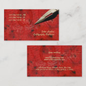 Schrijver schrijfster zwart rood visitekaartje (Voorkant / Achterkant)