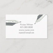 Schrijver  Silver Fountain Pen Nib Logo Visitekaartje (Achterkant)