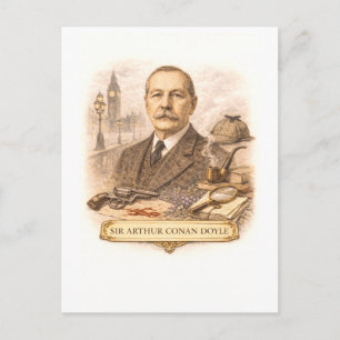 Schrijver Sir Arthur Conan Doyle in vintage stijl Briefkaart