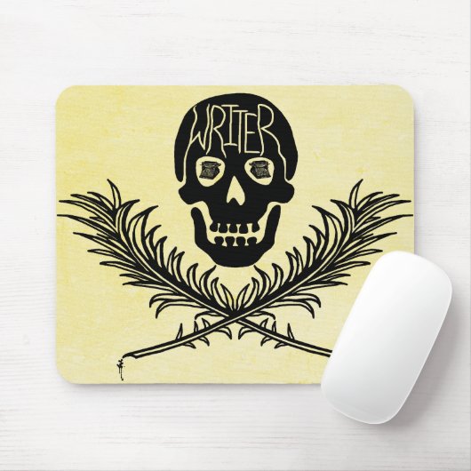 Schrijver Skull en Crossbones Quills Muismat (Met muis)