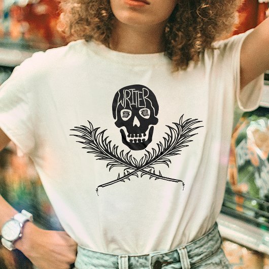 Schrijver Skull en Crossbones Quills T-shirt