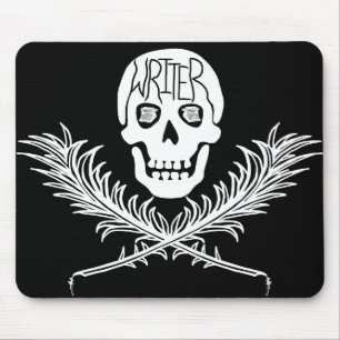 Schrijver Skull en Crossbones Quills White Muismat