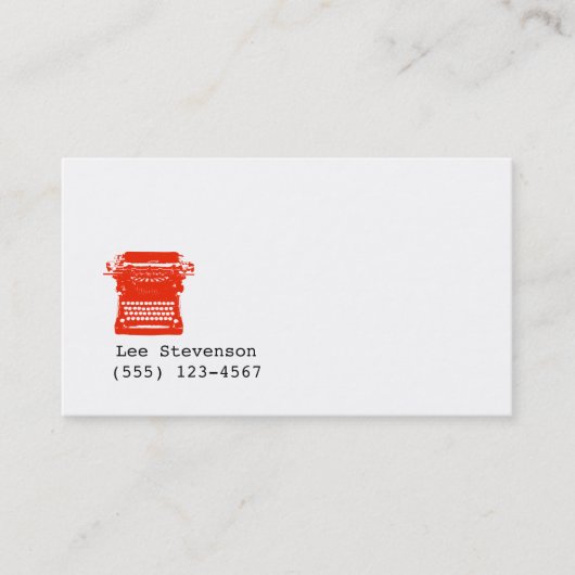 Schrijver Typewriter Eenvoudig wit Visitekaartje (Voorkant)