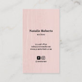 Schrijver  Typewriter Elegant Blush Roze Visitekaartje (Achterkant)