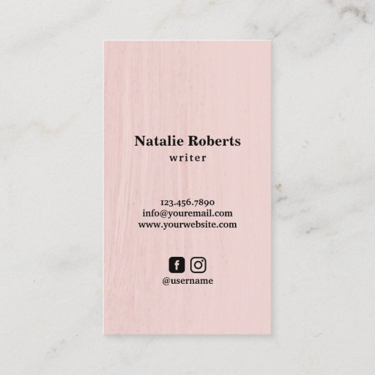 Schrijver  Typewriter Elegant Blush Roze Visitekaartje (Achterkant)