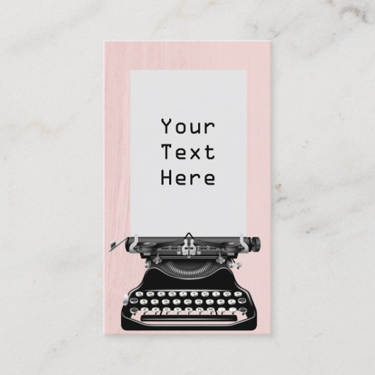 Schrijver  Typewriter Elegant Blush Roze Visitekaartje (Voorkant)