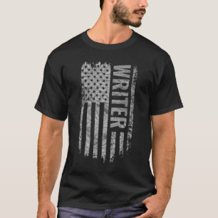 Schrijver USA Vlag Vervallen ontwerp T-shirt