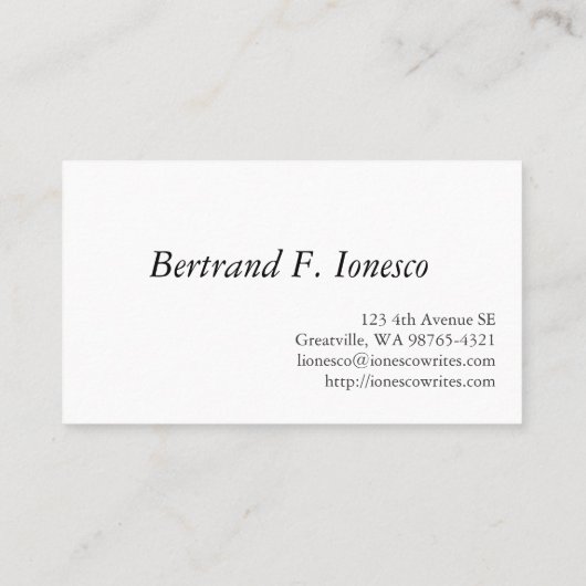 Schrijver Visitekaartje (Achterkant)