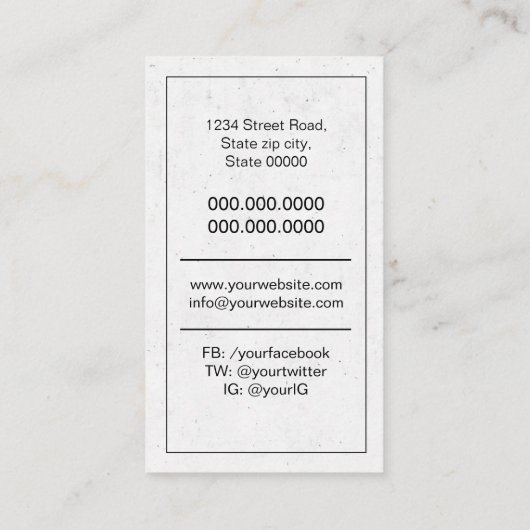 Schrijver Visitekaartje (Achterkant)