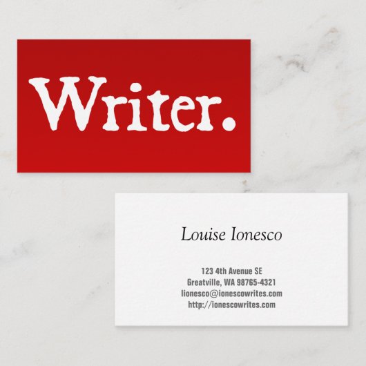 Schrijver Visitekaartje (Voorkant / Achterkant)