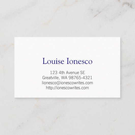 Schrijver Visitekaartje (Achterkant)