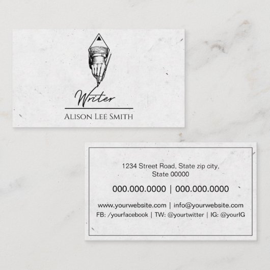 Schrijver Visitekaartje (Voorkant / Achterkant)