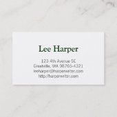 Schrijver White Lettering Visitekaartje (Achterkant)