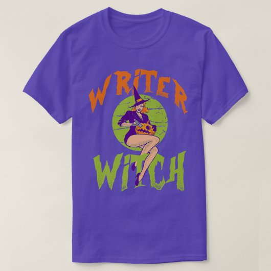 Schrijver Witch - Funny Writer Halloween T-shirt (Design voorkant)