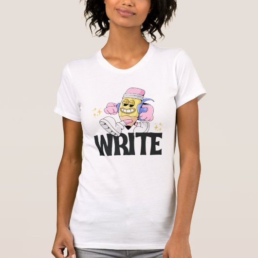 Schrijver "Write" Pencil T-shirt (Voorkant)