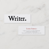 Schrijver zwart wit mini visitekaartje (Voorkant / Achterkant)