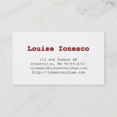 Schrijver zwart wit visitekaartje (Achterkant)