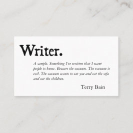 Schrijver zwart wit visitekaartje