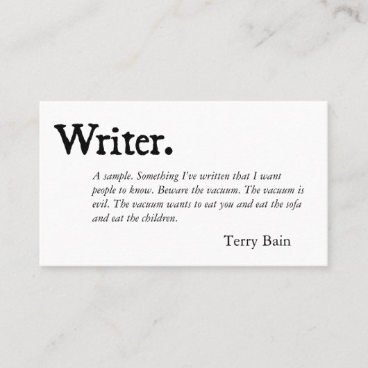 Schrijver zwart wit visitekaartje (Voorkant)