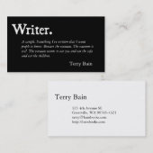 Schrijver zwart wit visitekaartje (Voorkant / Achterkant)