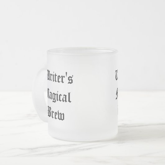 Schrijvers Ancient Text Frosted Tea of Coffee Mok (Voorkant links)