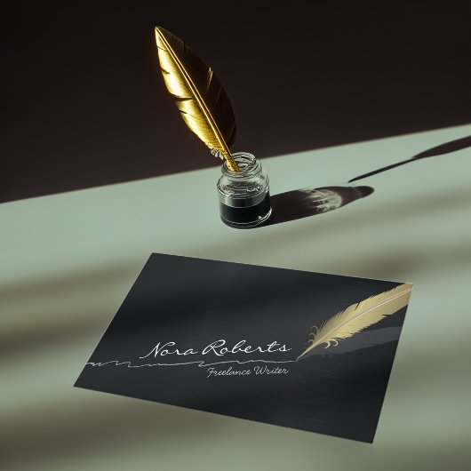 Schrijvers/auteurs Black en Gold Quill-pen Visitekaartje
