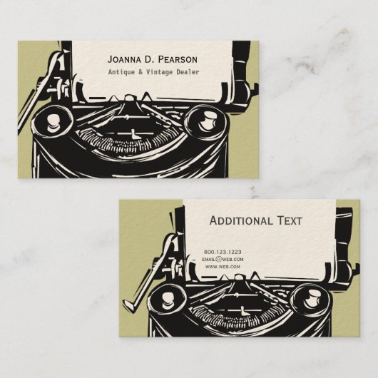 Schrijver's droom.  schrijfmachine voor printers visitekaartje (Voorkant / Achterkant)