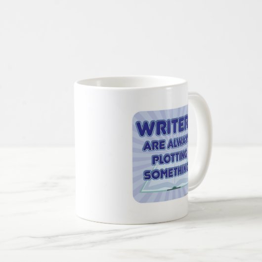 Schrijvers geven iets auteur-slogan uit koffiemok (Voorkant rechts)