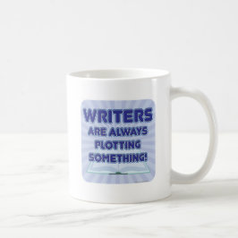 Schrijvers geven iets auteur-slogan uit koffiemok