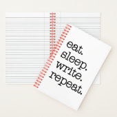 Schrijver's Journal Auteur's Gift Eet Slaap Herhaa Notitieboek (Binnen)