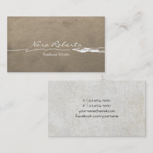 Schrijvers Schrijvers Schrijver Witte dip Pen Brui Visitekaartje (Voorkant / Achterkant)