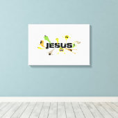 Schrikbarende Jezus (zwart) Canvas Afdruk (Insitu (Houten vloer))