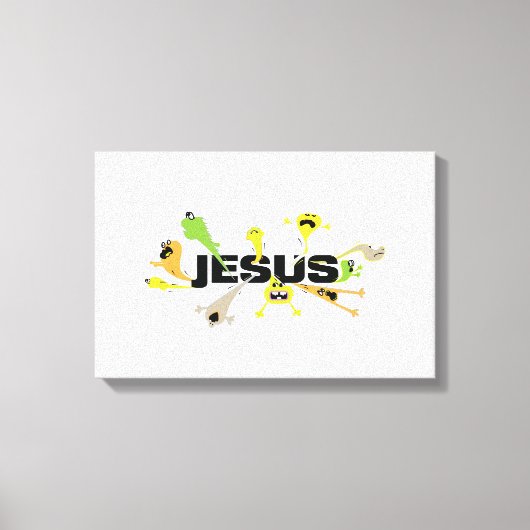Schrikbarende Jezus (zwart) Canvas Afdruk (Voorkant)