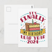 schrikkeljaar 2024 Het is eindelijk mijn verjaarda Briefkaart (Voorkant / Achterkant)