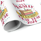 schrikkeljaar 2024 Het is eindelijk mijn verjaarda Cadeaupapier (Rol Hoek)