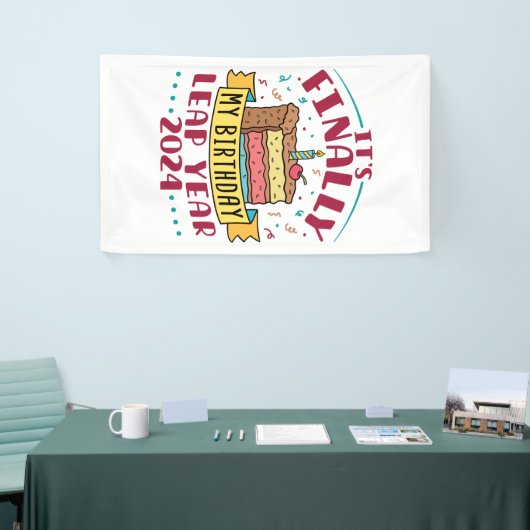 schrikkeljaar 2024 Het is eindelijk mijn verjaarda Spandoek (Beurs)