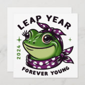 schrikkeljaar 2024 voor altijd jonge kikker feestdagenkaart (Voorkant / Achterkant)