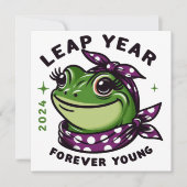schrikkeljaar 2024 voor altijd jonge kikker feestdagenkaart (Voorkant)