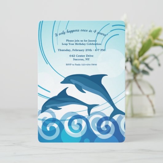 Schrikkeljaar Dolfijnen Kaart (Staand voorkant)