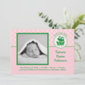 Schrikkeljaar Meisje Foto Geboorte Aankondiging Ui (Staand voorkant)