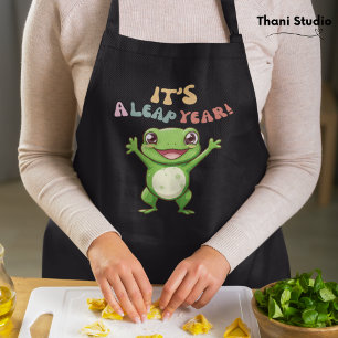 schrikkeljaar Schattige Happy Frog Modern  Typogra Schort