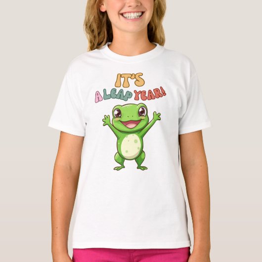 schrikkeljaar Schattige Happy Frog Modern  Typogra T-shirt (Voorkant)