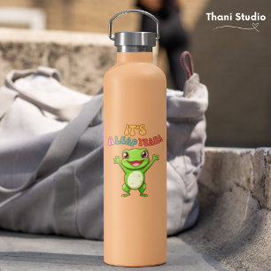 schrikkeljaar Schattige Happy Frog Modern  Typogra Waterfles